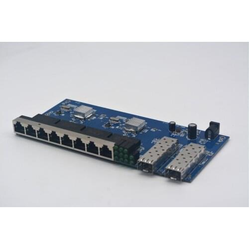 [100% New] 10/100/1000M 8 RJ45 UTP and 2 SFP Fiber Port Fiber Optical Media Converter Gigabit Ethernet Switch Board PCBA