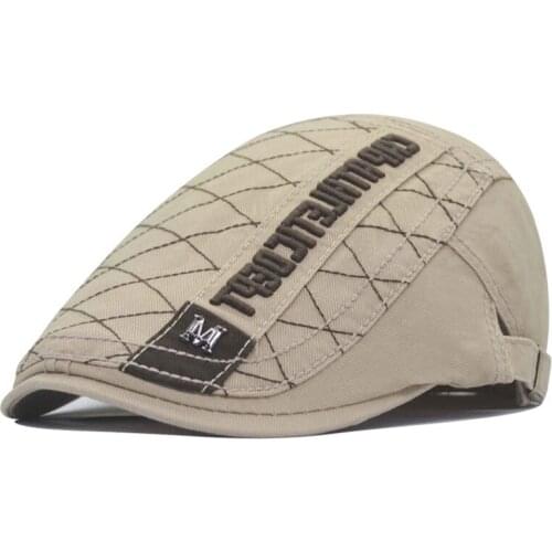 New Mens Casual Newsboy Hat Letter Print Retro Beret Hat Wild Peaked Caps Unisex Spring And Autumn Octagonal Cap