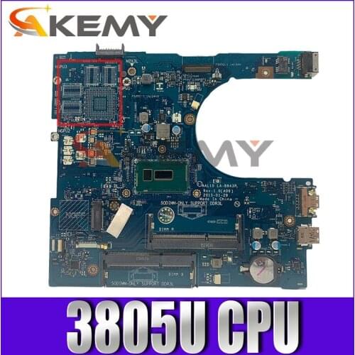 Original Laptop Motherboard For DELL Inspiron 5458 5558 5758 Core SR210 Pentium 3805U Mainboard CN-0VMD45 AAL10 LA-B843P Tested