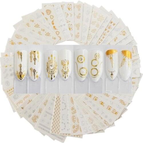 30pcs Transfer Nail Sticker gold silver color 3D Nails art tape Beauty Decal Manicure design pattern Watermark stickers