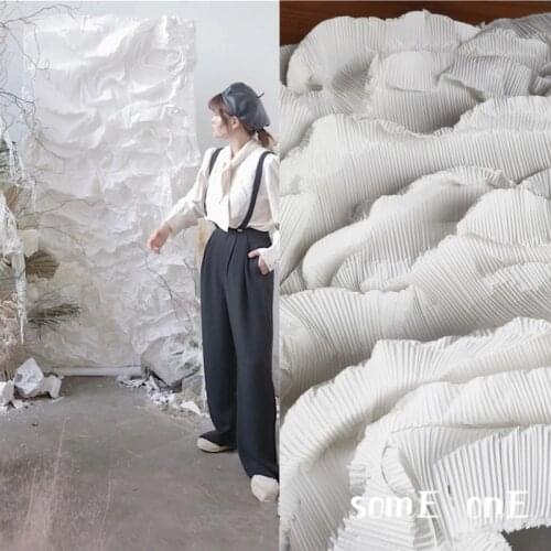 Miyake Style Pleats Fabric Pure 12 Colors DIY Hand-made Decorative Painting Background Clothes Designer Fabric