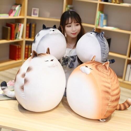 Fat Cat Pillow Plushie Cute Kitten Cushions Decorative for Sofa Bed Sleeping Body Pillows Chair Back Cushion Kids Toy Home Decor