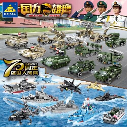A full set of sea land and air small particle building blocks model military tank KAZI building blocks childrens toys