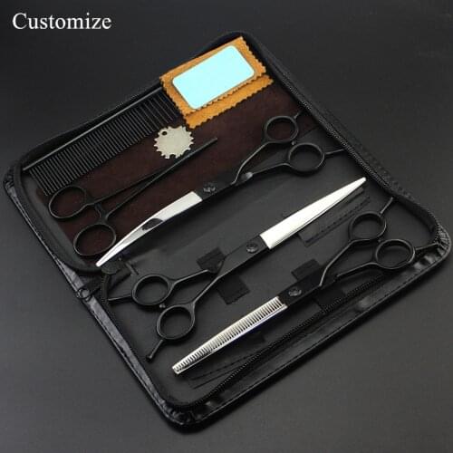 Customize 5 kit professional Japan 7 inch Pet dog grooming hair scissors thinning shears cutting barber hairdressing scissors