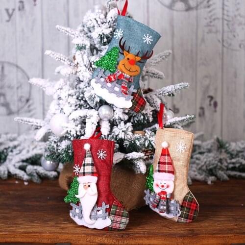 Christmas Socks Christmas Tree Decoration Pendants Candy Gift Bags Christmas Socks New Year Christmas Gifts Home Decoration