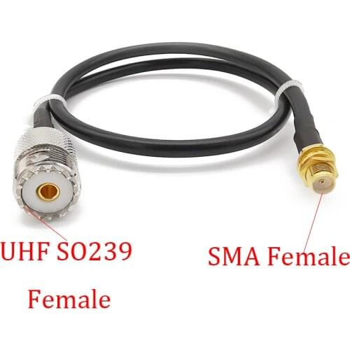 RF Antenna Extension RG58 Cable UHF SO239 SO-239 PL259 Female to SMA Female Jack Connector Jumper Pigtail Cable 1/2/5/8/10/12/15