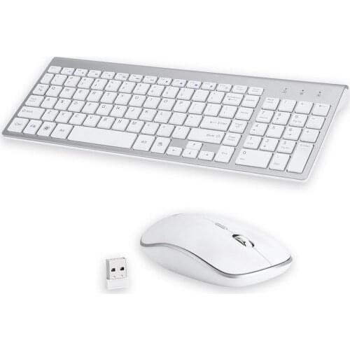 Ultra-thin Stylish Wireless 2.4G Mute Keyboard Mouse Set for Computers/Laptops