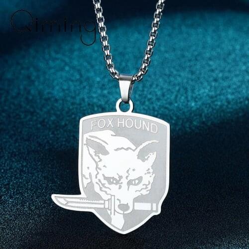 Vintage Fox Hound Pendant Necklace For Men Stainless Steel Jewelry Street Style Viking Slavic Shield Necklace Gift