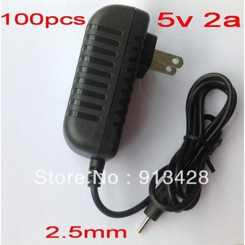 High Quality 100PCS AC 100V-240V Converter Adapter DC 5v 2a Power Supply US Plug DC plug 2.5x 0.8mm For Tablet PC+ Free shipping