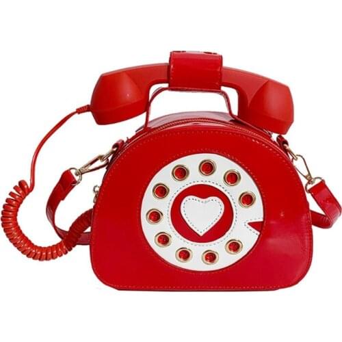 Women Ladies Telephone Shaped Crossbody PU Leather Shoulder Bag Tote Purse Handbag Shopping Street School Satchel
