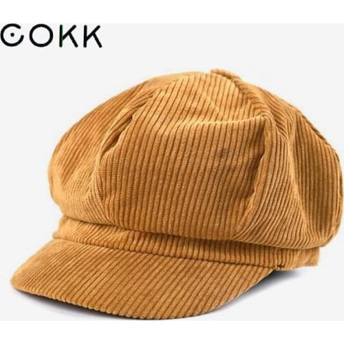 COKK Newsboy Cap Beret Women Vintage Beret Painter Winter Hats For Women Men Octagonal Caps Female Bone Male New 11.11 Hats