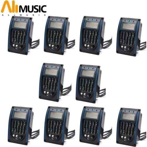 10Pcs 5 Bands LC-5 Guitar Pickup for Acoustic Guitarra Preamp EQ Equalizer with Digital Tuner Pegar Instrumentos Guitar Parts