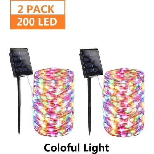 2PCS Solar String Lights LED Waterproof Fairy Lamp Multi Color String Copper Wire Lamp Garland Street Garden Party Decor Outdoor