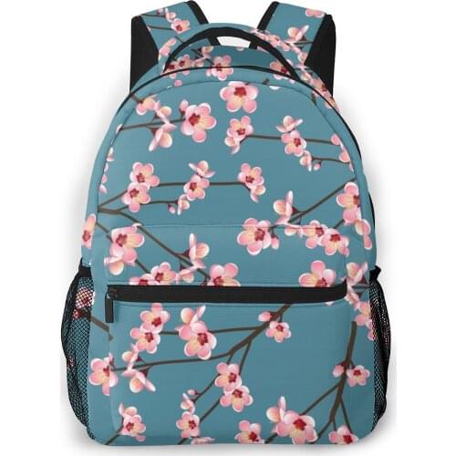 2020 Backpack Women Shoulder Bag Sakura Blue Background Fashion School Bag For Teenage Girl Backpacks Travel Bag