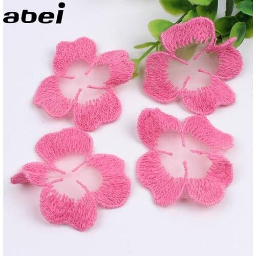 30pcs/lot 5cm Embroidered Organza Flower Patch Soluble lace flower appliques for Wedding Party Dress Curtain Hometextile
