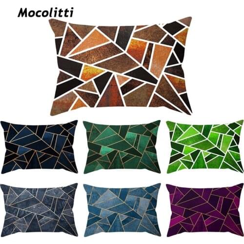 30x50cm Abstract Geometric Cushion Cover Vintage European Blue Green Stone Grey Diamond Triangles Home Decoration Pillow Case
