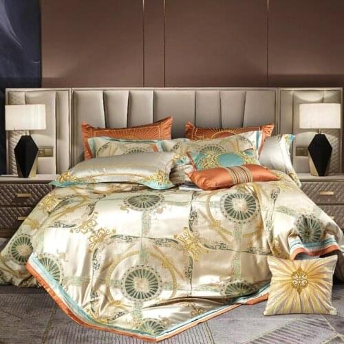 4/10/12Pcs Decorative Delicate Jacquard Bedding Sets Queen King Satin Cotton Duvet Cover Cotton Flat Sheet Bedspread Pillowcase