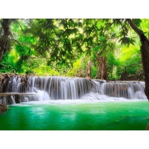 5D DIY diamond embroidery spring forest waterfall diamond painting Cross Stitch full drill Rhinestone mosaic decor