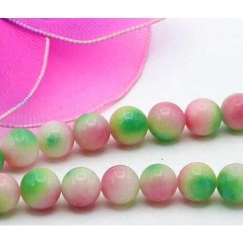 Girl Manual DIY Accessories parts Stone 10mm Round Loose Beads color pink&green women jewelry making design gift wholesale 15