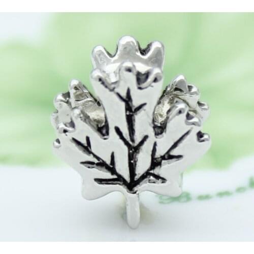 Free shipping Classic maple leaf plant charm beads fit Pandora Bracelet Womens Holiday Gifts