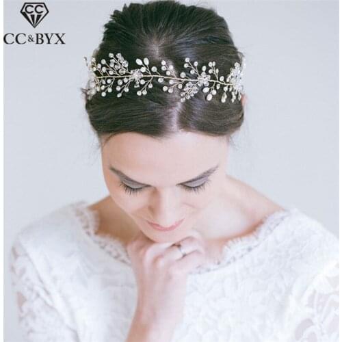 CC Headband For Women Headwear Haiband Wedding Hair Accessories Bridal Crystal Flower Shape Pearl Beads Fashion Jewelry M108