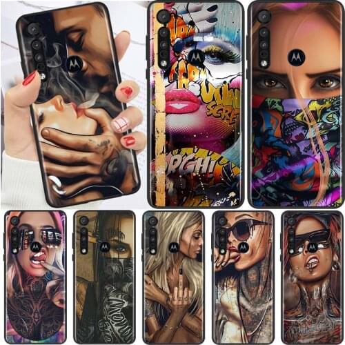 Sexy Sleeve Tattoo Girl For Motorola G9 G8 G Edge One E7 E6 S 2020 E6i Power Lite Marco Hyper Fusion Plus Play Phone Case