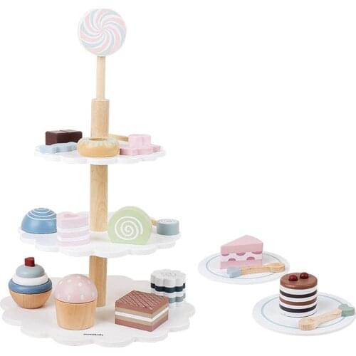 Wooden Food Toy Set Assorted Cupcakes, Cakes, Desserts, Chocolate, Donuts