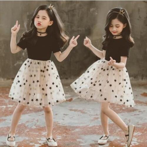 Girls Dress Summer Short Sleeve Patchwork Kids Princess Dresses Fashion Childrens Party Clothing for Baby Girls 4 6 8 12 Years