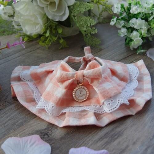 Pet dogs drool towel Teddy sweet Princess Scarf Bib handmade Adjustable Pink Color Pet Flower Lace Bib Pet Necklace and Collar