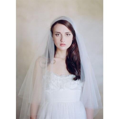 Juliet Wedding Veils Bridal Veils Ivory White Tulle Vintage 2 Double Layers Veil with blusher velos de novia 2019 Voile Mariage