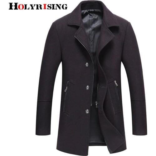 Holyrising Wool Blend Overcoat Men Stand Collar Woolen Dress Breathable Jakets Of Men Abrigos Hombres Invierno 5 Coulrs 18461-5