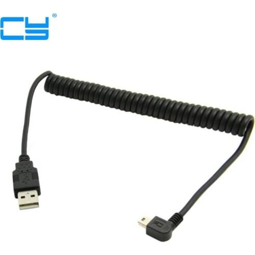 1m 3ft Right Angled 90 degree USB 2.0 Mini Male to A Type Male Stretch Data Cable for SSD & Hard Disk