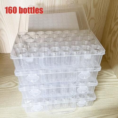 40/80/120/160 Bottles Diamond Painting Accessory Box Container Embroidery Mosaic Tools Bead Cross Stitch Plastic Drill Storage