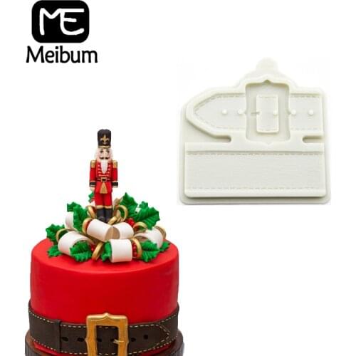 Meibum Christmas Belt Sugar Craft Silicone Fondant Cake Mold Strap Pattern Paste Chocolate Candy Biscuits Pan Decorating Mould
