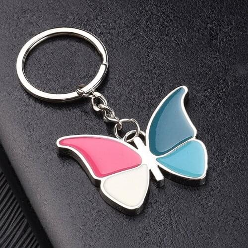 Fashion Women Colorful Painting Butterfly Keychains Keyring Flying Insect KeyChain Party Charm Ornament Jewelry Best Friend Gift