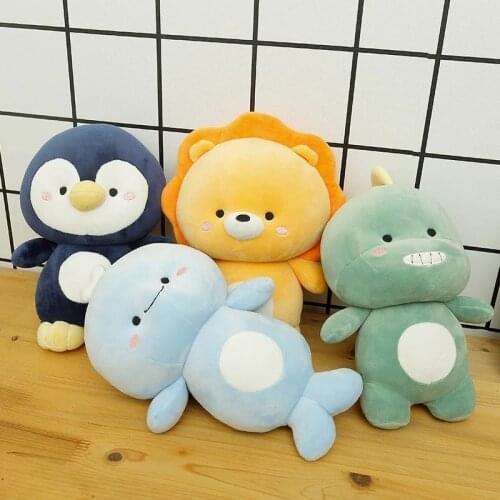 New cute dinosaur panda penguin whale lion plush childrens toy PP cotton stuffed cute pillow doll sofa cushion Christmas gift