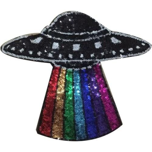 New Arrival Large Sequins Space Patch Sew on Ufo Universe Applique Planet Patch for T-shirt Garment DIY Apparel Accessories