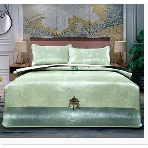 Cowhide Summer Cooling Mat Kit For Bed Pillowcase Anti-mite Mattress Cover Luxury Bedding Set Bedroom Traditional Chinese Style