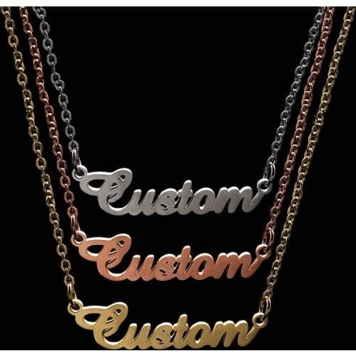 Customized Name Necklace Custom Name plate necklace Stainless Steel Gold Plated Choker Necklace Pendant Gift Personalized Name