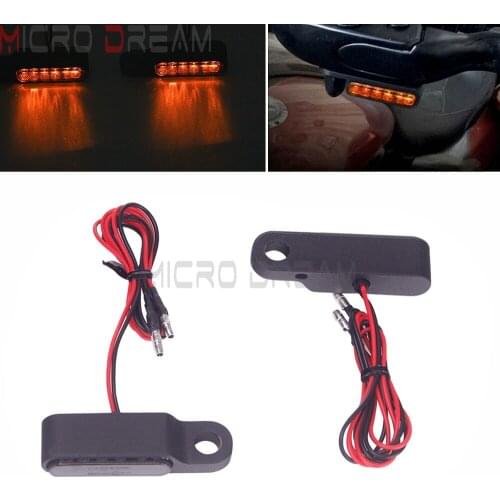 Pair E24 LED Mini Black Motorcycle Front Rear Turn Signals Handlebar Amber Indicator Blinker Light for Honda Suzuki BMW Scooters