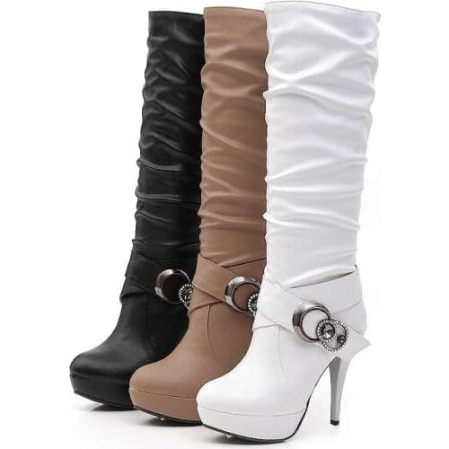 Sexy Big Size 34-43 thigh high boots boots for women Thick Sole Platform high heel shoes Winter Autumn platform boots 918