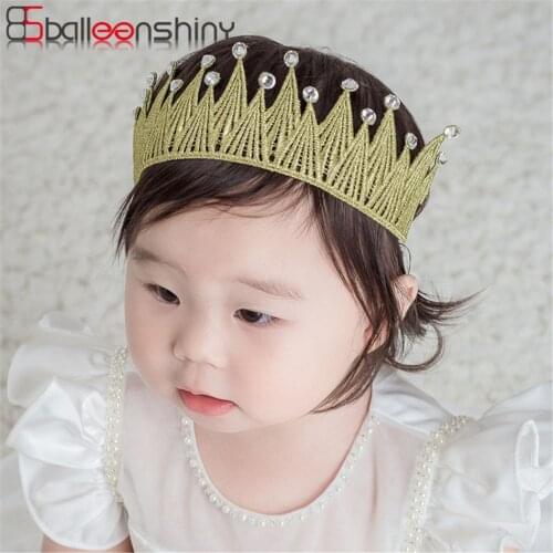Balleenshiny Childrens Diamond Lace Crown Hairband Hollow Stretch Baby Headband Baby Accessories Newborn Photography Props Gift