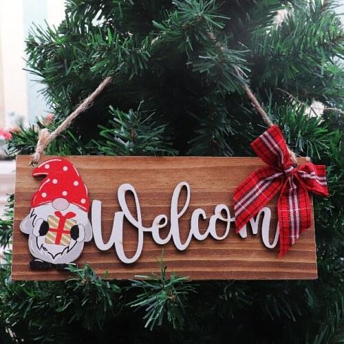 Christmas Decor Hanging Board Wooden Door Hanging Pendant Christmas Tree Drop Ornaments Decor Gift for Home Door 24*10cm