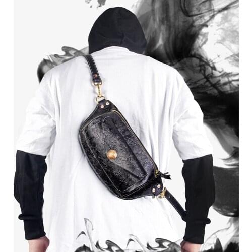 Handmade Genuine Leather Women Men Belt Bag Waist Bag Hip Bum Chest Bags Travel Shoulder Crossbody Unisex Bags Portable