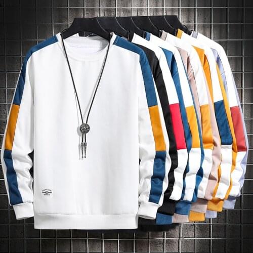 Sweatshirts for Mens Side Stripe 2020 New Comfortable Tracksuits Men Streetwear Mens Long Sleeve Shirts ONeck Loose Multicolor