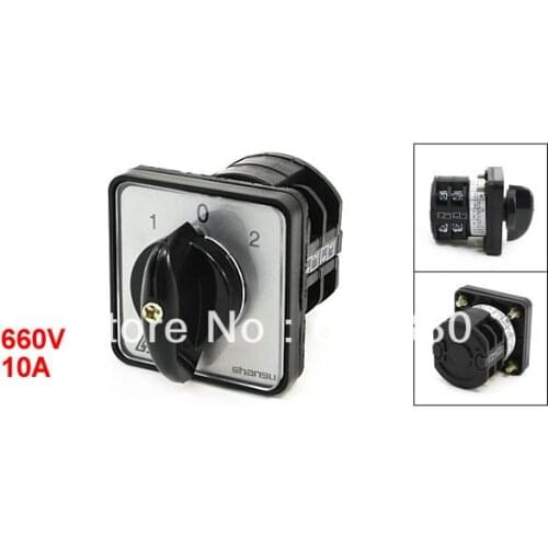660V Ui 10A Ith ON-OFF-ON Three 3 Position Universal Rotary Cam Changeover Combination Switch Panel Mount