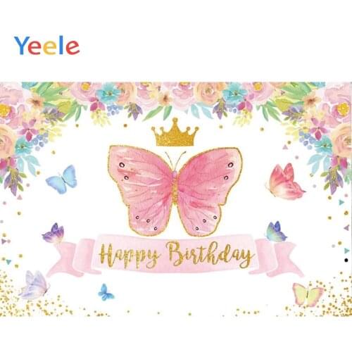 Newborn Baby Shower Birthday Party Spring Flower Butterfly Vinyl Backdrop Photography Background For Photo Studio Photophone