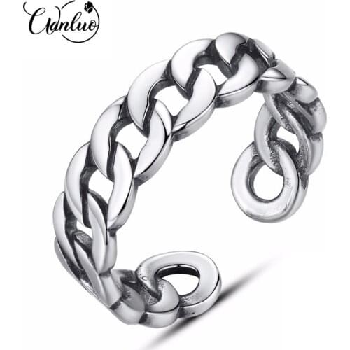 WANLUO Buckle Ring Jewelry Polishing S 925 Sterling Silver Noble Rings for Women & Men Adjustable Cuff Thailand Knitted Ring