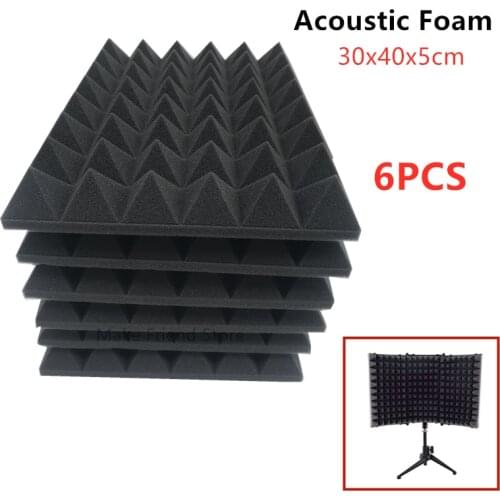 6PCS 30x40x5cm Acoustic Foam Soundproofing Foam Pyramid Studio Treatment Panel Recording Microphone Sound Absorption Accessories
