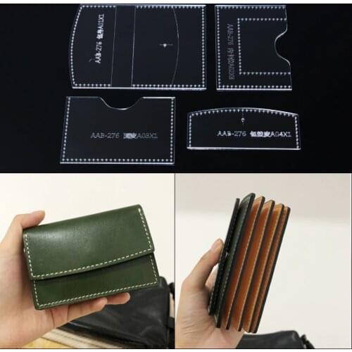 1 Set Acrylic Leather Template Home Handwork Leathercraft Sewing Pattern Tools Accessory Card Wallet Pattern 7x10.5x2cm